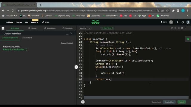 Remove Duplicates From a String || GFG || Simple Explaination || S.C=O(1) || JAVA смотреть онлайн