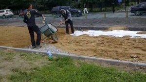 5  Экопарковка комбинированная  Укладка песка на геотекстиль