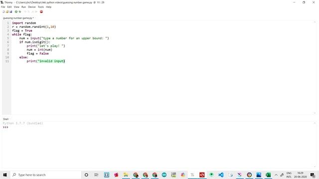 How to code to create for beginners the Guess the number game in Python using Thony IDE -  by C2C