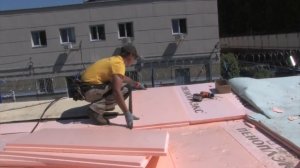 ПВХ мембрана на битумное основание. Доутепление кровли.