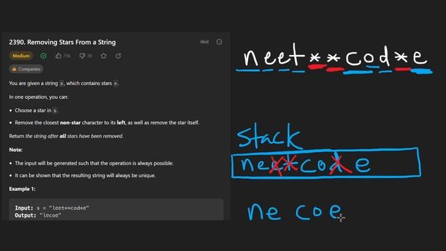 Removing Stars From a String - Leetcode 2390 - Python смотреть онлайн