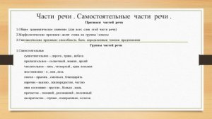 Повторение Морфология Самостоятельные части речи
