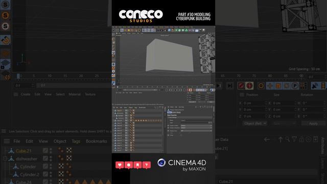 Modeling Cyberpunk city 🧑🍳 Cinema 4D #short 🍞 Architecture stove 3D 🎂 Restaurant Part 30