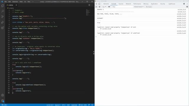 Javascript Basics · String · toUpperCase() (method)