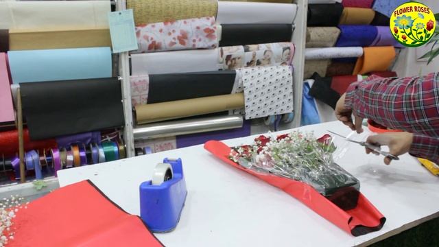 Rose Flower Bouquet || bouquet 12 red roses || rose flower making || rose flower arrangement смотреть онлайн