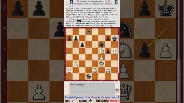 American Cup Blitz 2023, Saint Louis, USA - Round: 5.1 || Fabiano Caruana vs Samuel Sevian