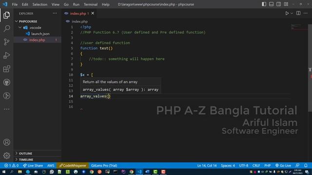 PHP Tutorial A-Z Bangla - PHP User Defined and Pre-Defined Function 6.7