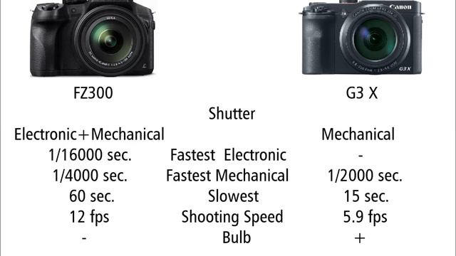 Panasonic LUMIX DMC-FZ300 vs Canon PowerShot G3 X смотреть онлайн