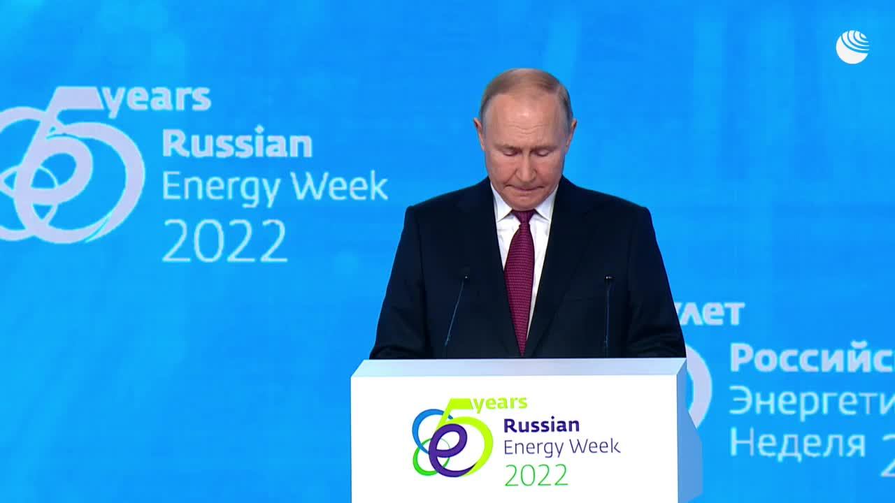 Путин выступает на пленарном заседании Российской энергетической недели