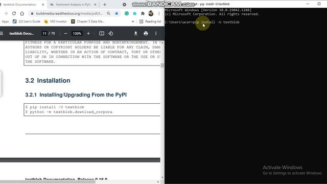 Installing the textblob and downloading the corpora