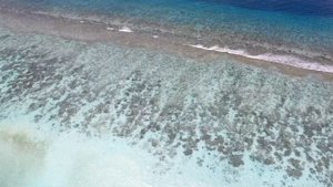 Drone View of the Beautiful Long Beach at Dhigurah Island, Alifu Dhaalu Atoll, Maldives