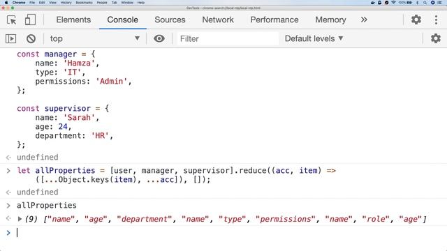 How to get unique object properties in JavaScript
