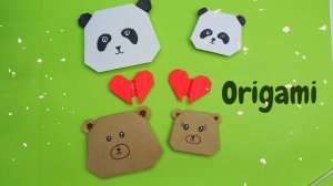 Простой способ сделать оригами мордочку панды или медвежонка