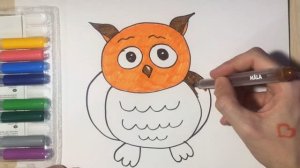 Как нарисовать сову с ребенком фломастерами. How to draw an owl with a child.