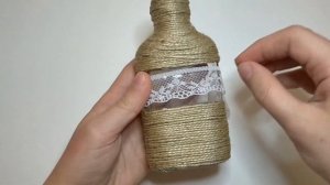 3 ИДЕИ декора БУТЫЛКИ из ДЖУТА//Поделки из ДЖУТА