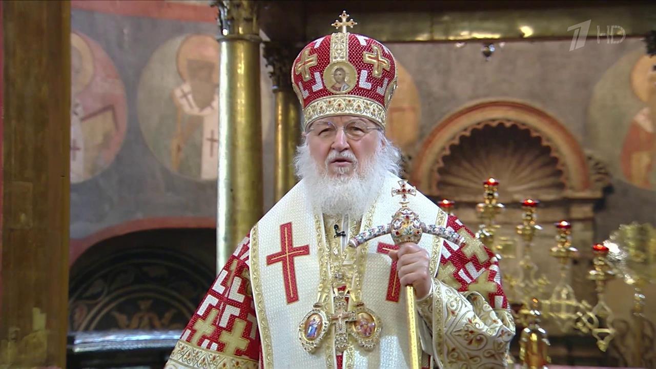 Патриарх Кирилл обратился к верующим после богослужения в Архангельском соборе Кремля