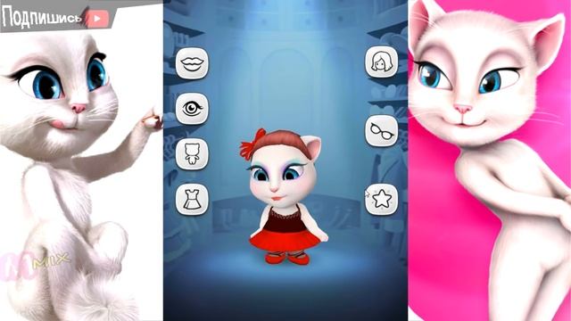 Делаем блестящий макияж Говорящей Анджеле и идем к Говорящему Коту Тому.talking tom and angela смотреть онлайн