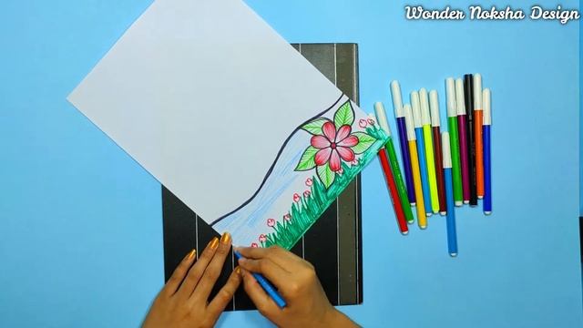 Beautiful photo frame border Floral flowers drawing | How to draw easy page border design смотреть онлайн