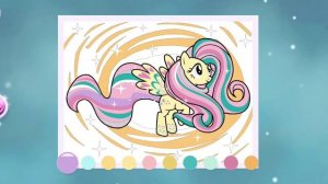 Раскраска Милая Пони Флатершай. My Little Pony. Обзор игр для детей