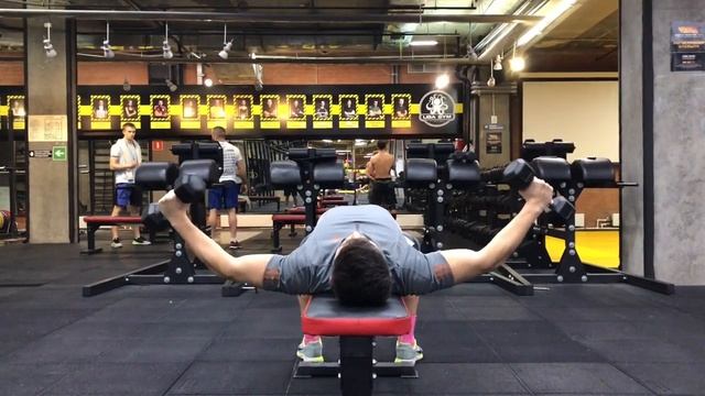 Разводка с гантелями лёжа на горизонтальной скамье смотреть онлайн