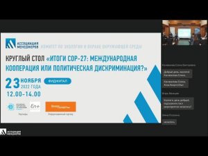 Круглый стол «Итоги СОР-27: Международная кооперация или политическая дискриминация»