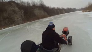 Катаєм Мотоблоком по замерзлі річці (по льду) №2 Мотоблок Forte 10кс, покатушки