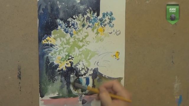 Как научиться рисовать.Акварель, рисуем БУКЕТ смотреть онлайн