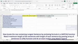 Excel formula to print Longest String in a Range of strings using INDEX(), MATCH() & LEN() function