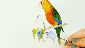 Солнечная Аратинга-Один из Самых Красивых Видов Попугая! Рисуем Акрилом!Легко и Просто!