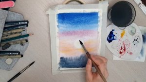 Как нарисовать акварелью закат?
