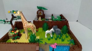 Lego Zoo Part 11, Giraffe, Zebra, and Flamingo Exhibit