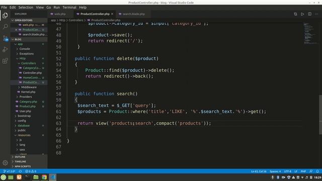 Laravel search function, Search data in database using Model
