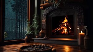 Cozy Rain Cabin Ambience With Slow Jazz Music & Crackling Fireplace - Ambience To Relax And Sleep