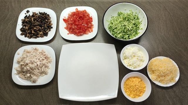 Салат Арбузная долька | Слоеный салат с курицей
