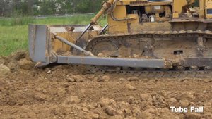 Bulldozer Pushing Dirt - Bulldozer Pushing land - Dozer Equipment Working