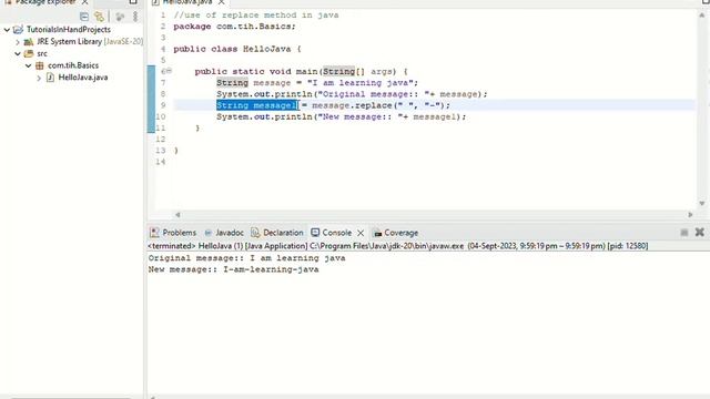 replace method in java string | replace method in java example | Explained with 3 examples #java