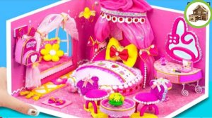 Красивый розовый домик музыкальный миниатюрный домик для двоих из картона #102