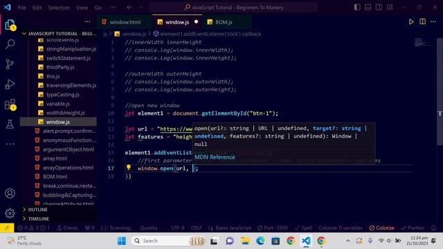 JavaScript BOM: Mastering Window Object, Opening Windows, URL Manipulation & More! #js #windowObjec