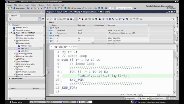 For loops  with TIA Portal V16 | 2D array| SIEMENS TIA portal |S7-1500 | SCL Tutorial for TIA Porta