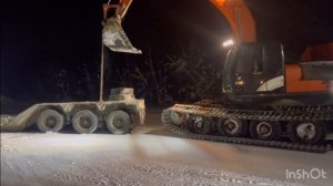 Разворот трала экскаватором# хаски # рэкс# HITACHI #