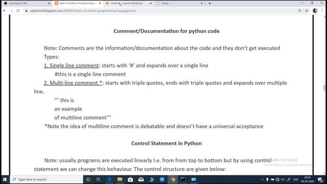 9 - Python Basics- Comments - CBSE Class 11/12