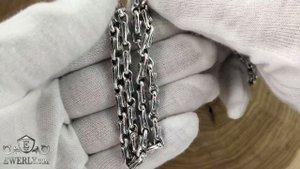 Авторская серебряная цепочка - купить плетение из серебра с чернением.