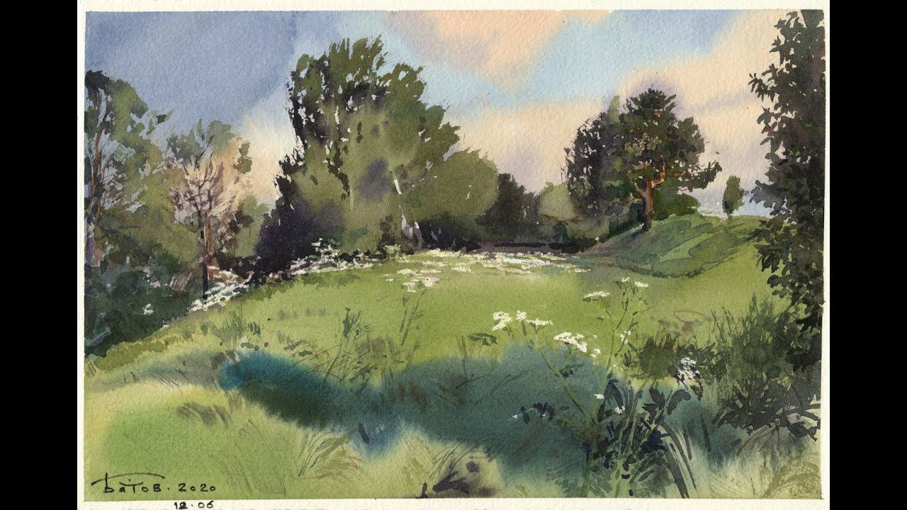 20200612 Прокшино. Акварельный этюд. Summer watercolor plein air.