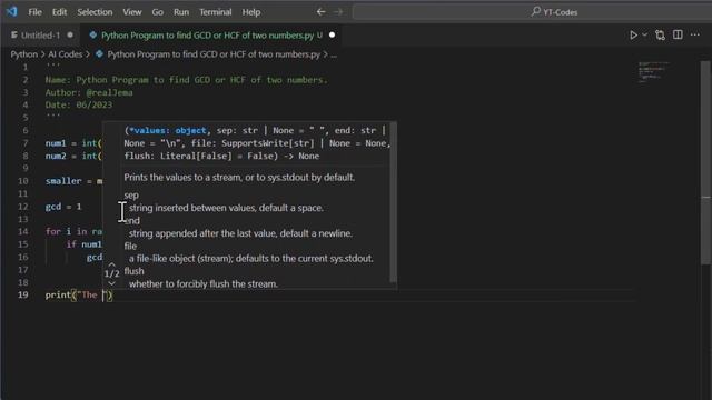 Python Program to find GCD or HCF of two numbers.