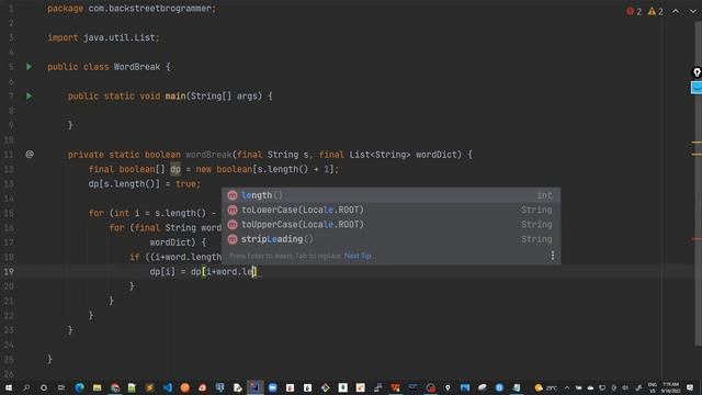 37 - Word Break - Final DP solution in Java