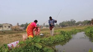 Fishing Video || All the village women are very experienced at fishing || Amazing hook fishing 2024