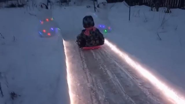 Ледяная горка с подсветкой своими руками смотреть онлайн