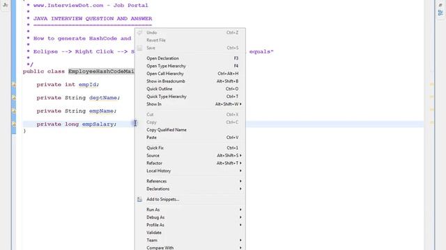 ECLIPSE How to generate HashCode and Equals methods смотреть онлайн