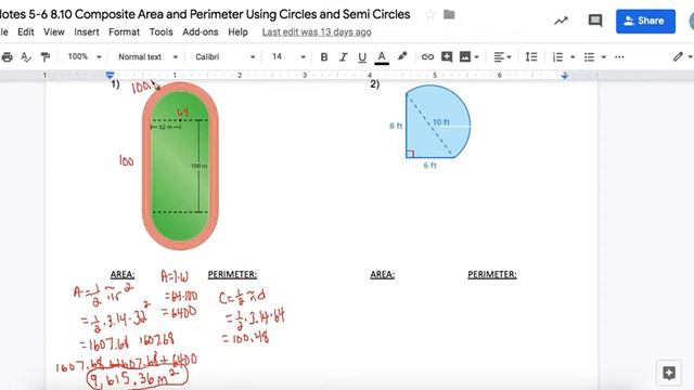 Unit 8 Notes 5-6 Composite Area and Perimeter Using Rectangles, Triangles, Circles, and Semi Circle смотреть онлайн