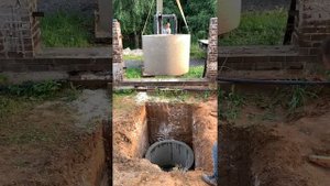 Монтаж септика из бетонных колец мини экскаватором Bobcat E37